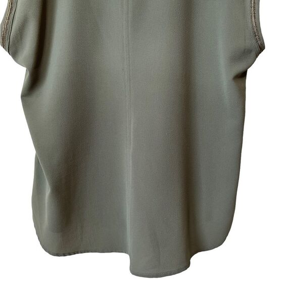Bebe Olive Green Beaded Trim Sleeveless Blouse - Picture 3 of 13